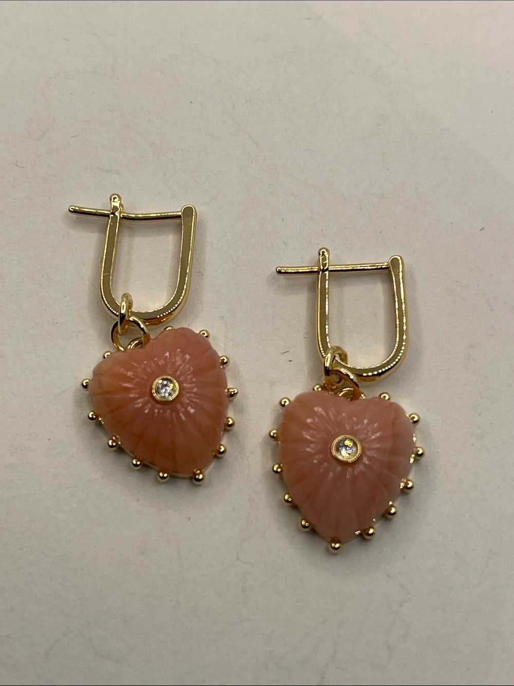 Thatch Isabel Pink Jade Heart Hoop Earrings